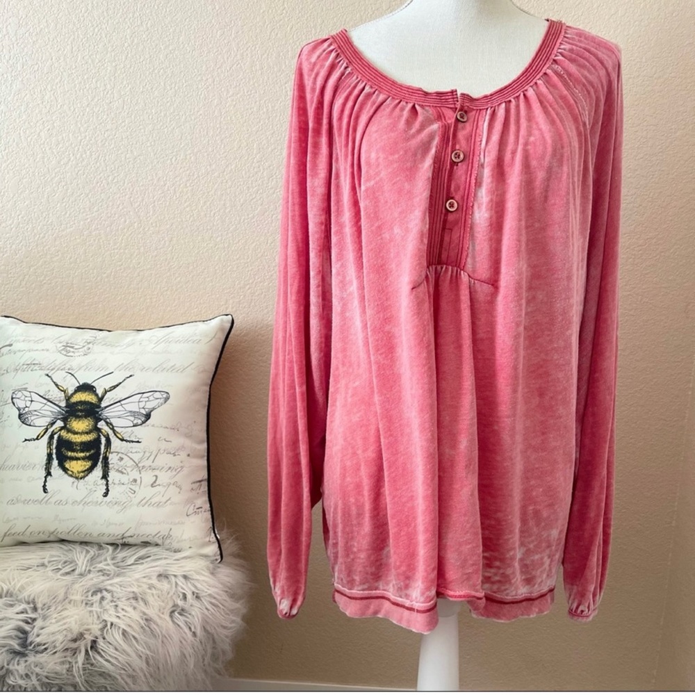 We the free People burnout thermal red coral long sleeve